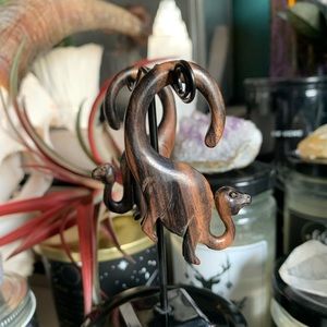 Oracle Body 2g hand carved ebony wood “Lobeasaurus” hanging earrings